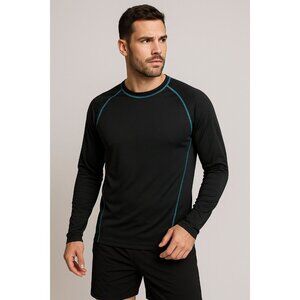 Layer 8 Performance Qwick-Dry Long Sleeve Base Layer Top – Black with Teal